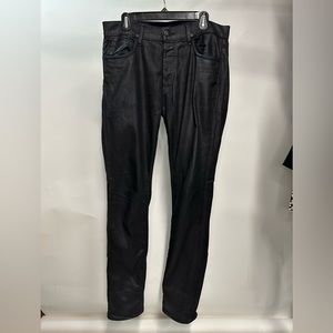 Hudson Men’s Jeans - waxed coated, straight leg, size 32 waist, inseam 34”